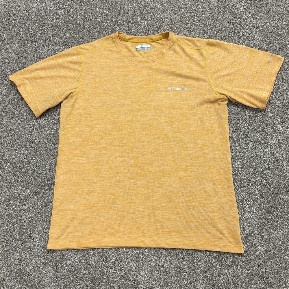 Columbia Shirt Mens Medium Yellow Omni-Wick Short Sleeve Athletic Hiking Top